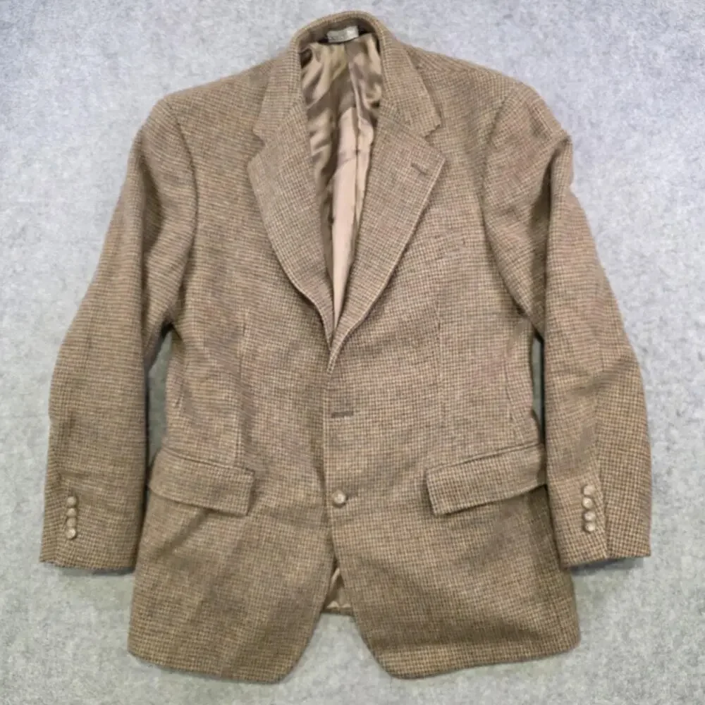 Vintage Polo Ralph Lauren Blazer‎ Sport Coat Mens 41 Brown Tweed Check USA 80s
